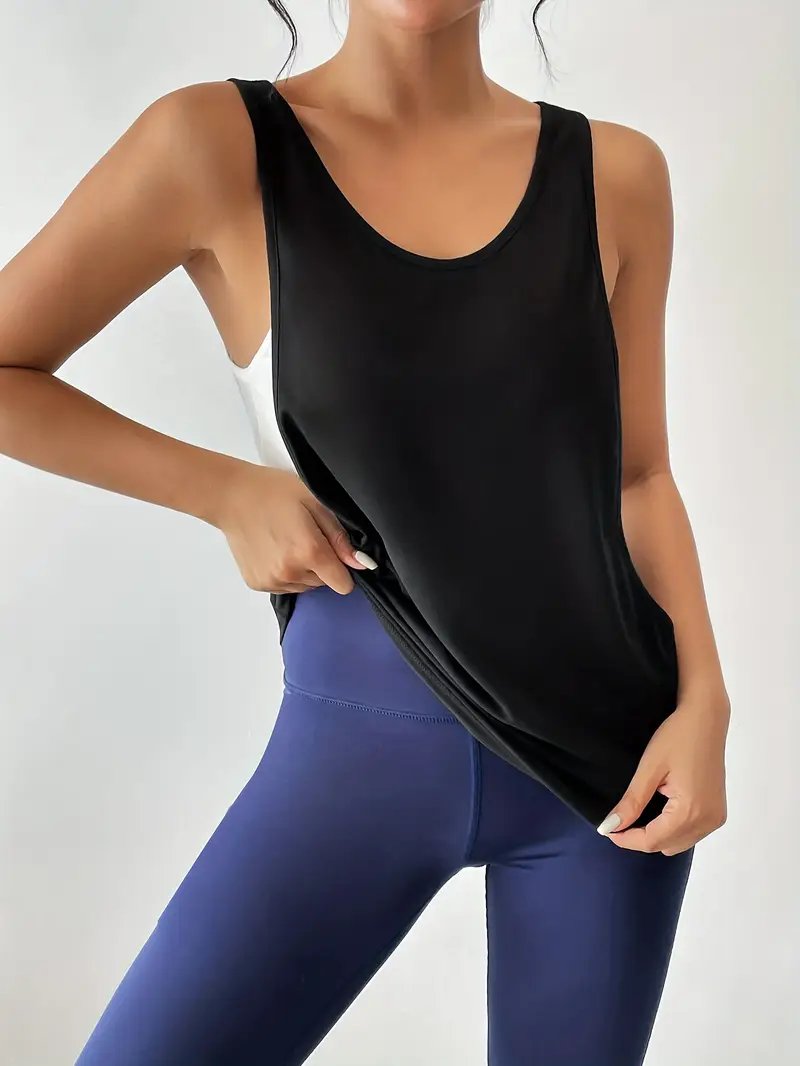 SPOR YOGA FİTNES EGZERSİZ RAHAT YUVARLAK YAKA KOŞU TANKI (TEK PARÇA İÇLİĞİ YOKTUR)