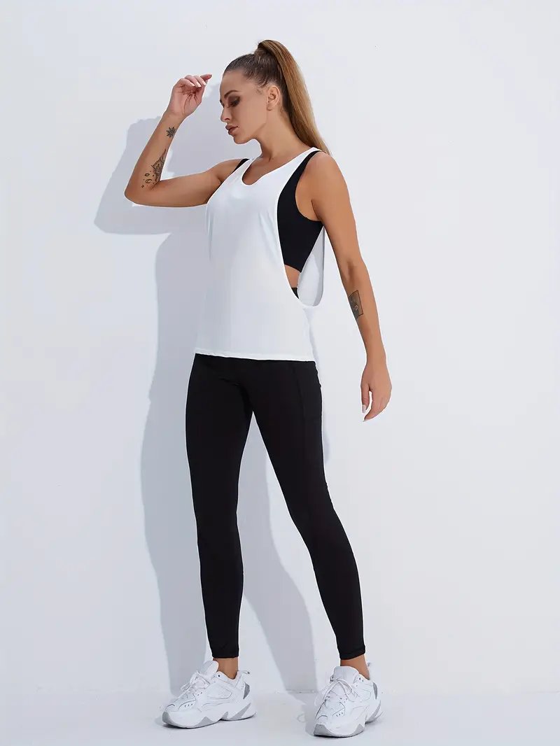 SPOR YOGA FİTNES EGZERSİZ RAHAT YUVARLAK YAKA KOŞU TANKI (TEK PARÇA İÇLİĞİ YOKTUR)