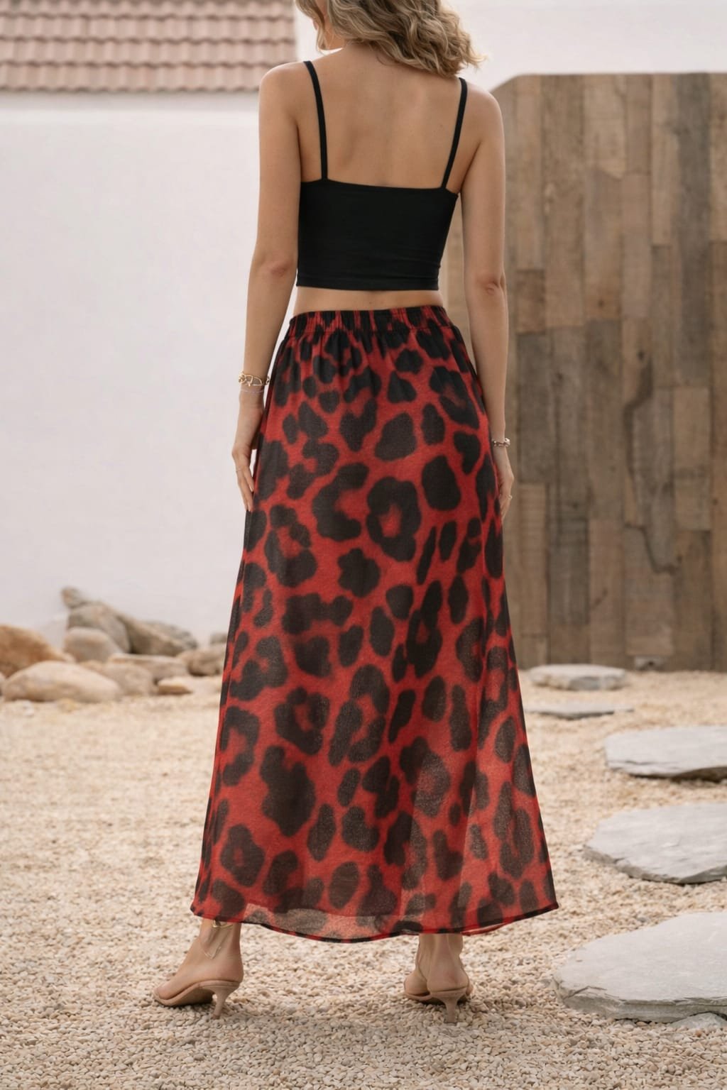 KİM Kİ O ÖZEL SERİSİ,BORDO LEOPAR DESENLİ İSPANYOL YIRTMAÇLI ETEK
