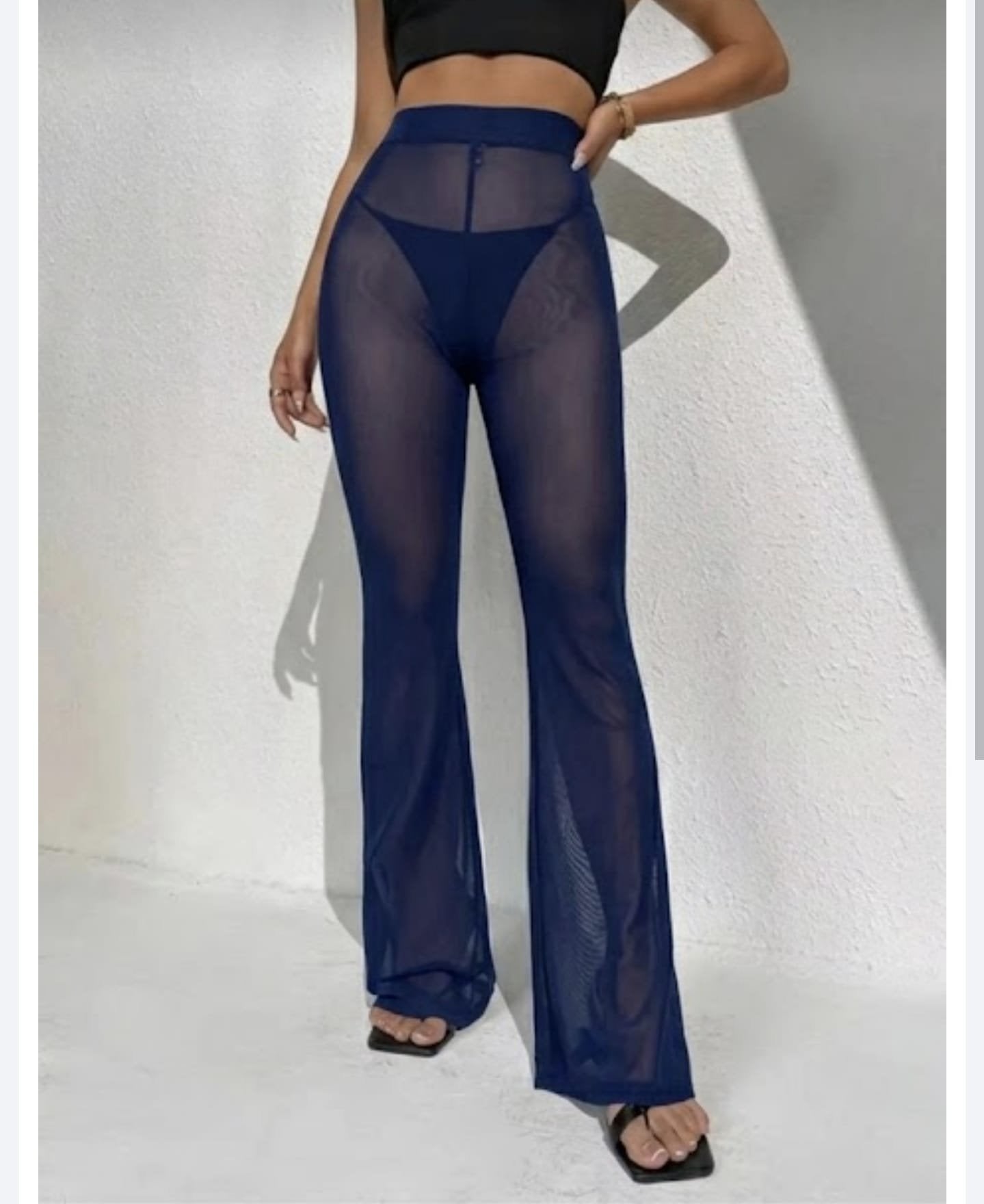 KİM Kİ O ÖZEL SERİSİ,YAZ SEKSİ ŞEFFAF MESH FLARE CASUAL UZUN PLAJ PANTOLON