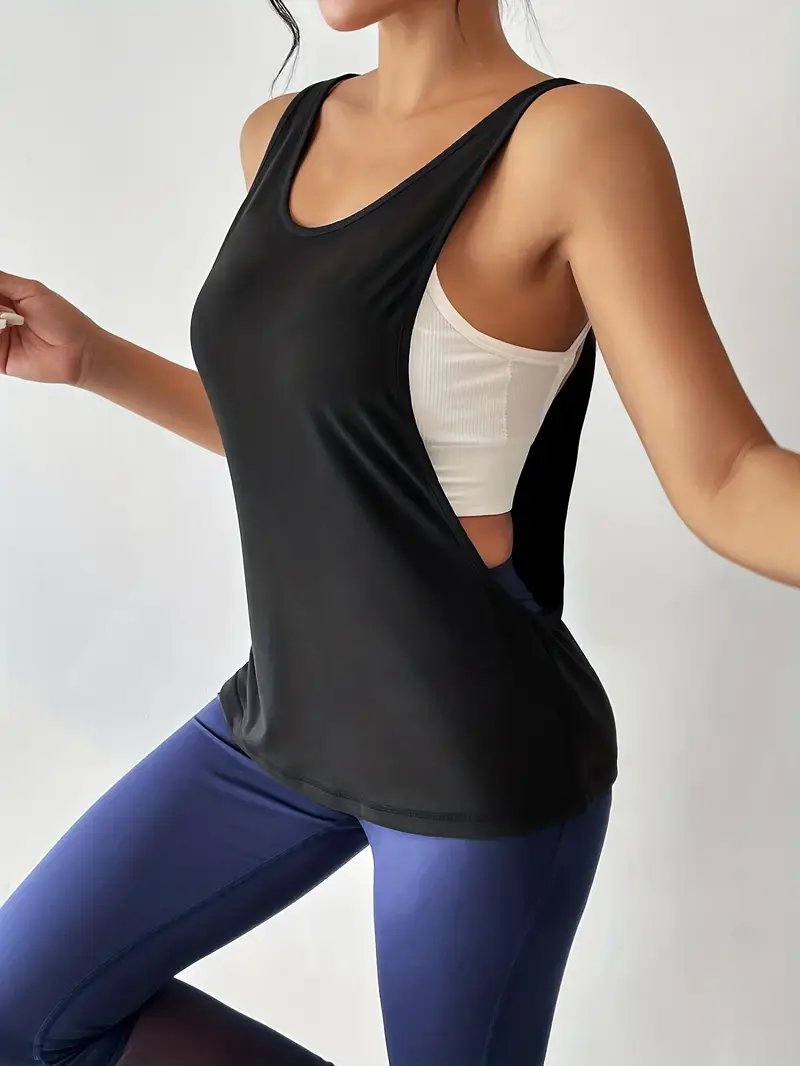 SPOR YOGA FİTNES EGZERSİZ RAHAT YUVARLAK YAKA KOŞU TANKI (TEK PARÇA İÇLİĞİ YOKTUR)