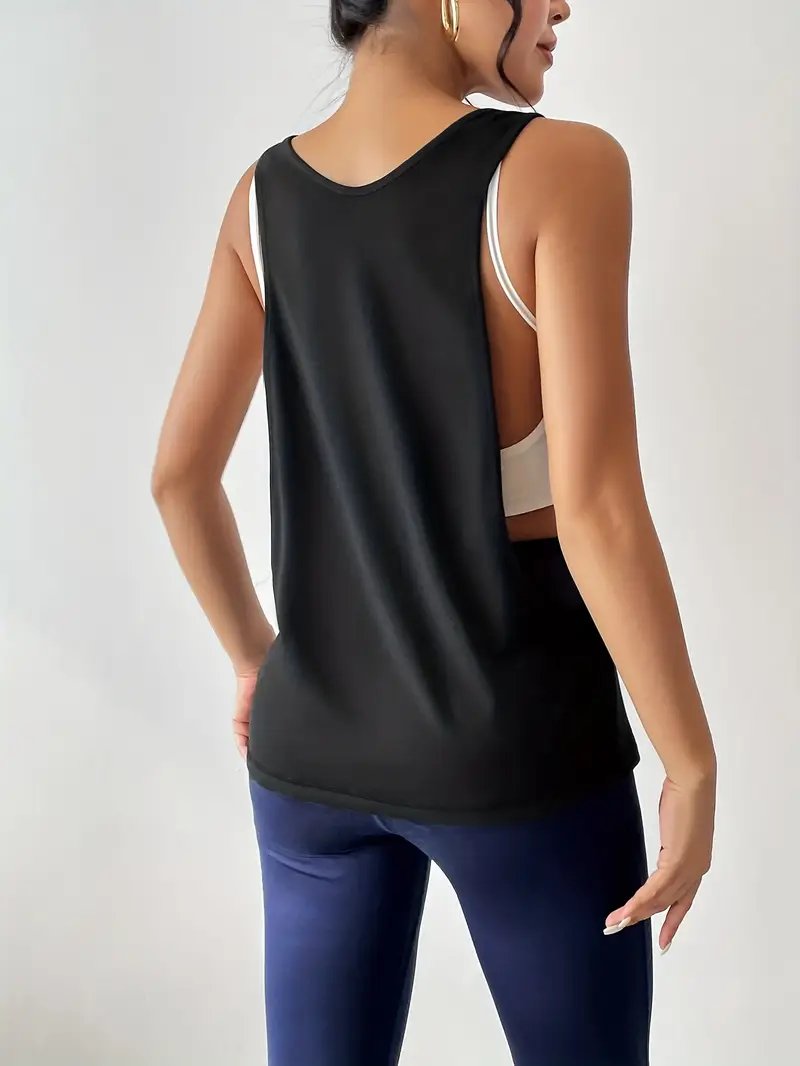SPOR YOGA FİTNES EGZERSİZ RAHAT YUVARLAK YAKA KOŞU TANKI (TEK PARÇA İÇLİĞİ YOKTUR)