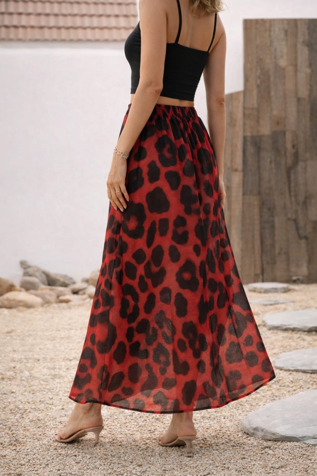 KİM Kİ O ÖZEL SERİSİ,BORDO LEOPAR DESENLİ İSPANYOL YIRTMAÇLI ETEK